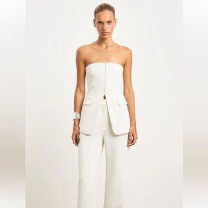 Because of Alice - Strapless Peplum, Wide-Leg Trouser Set
